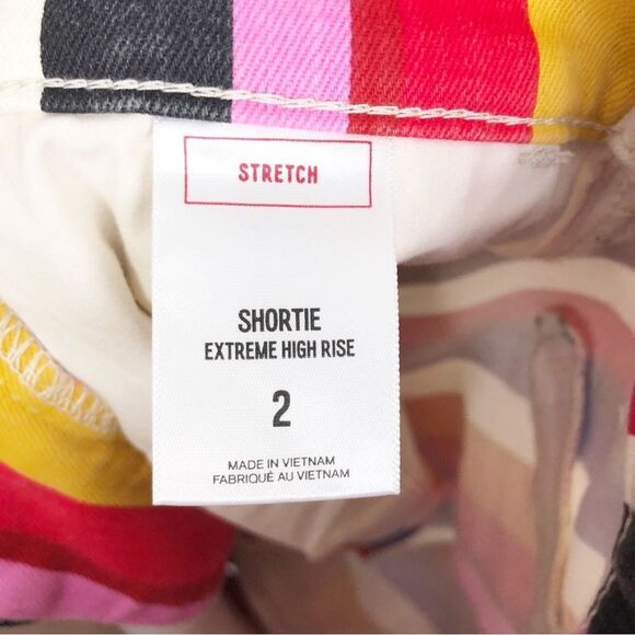 EXPRESS | Multicolor Striped Shortie Extreme High Rise Shorts Women’s Size 2 - Picture 6 of 9